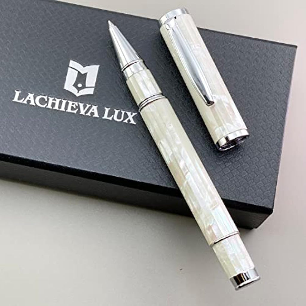 LACHIEVA LUX Mother of Pearl Rollerball Pen – White Shell Luxury Gift