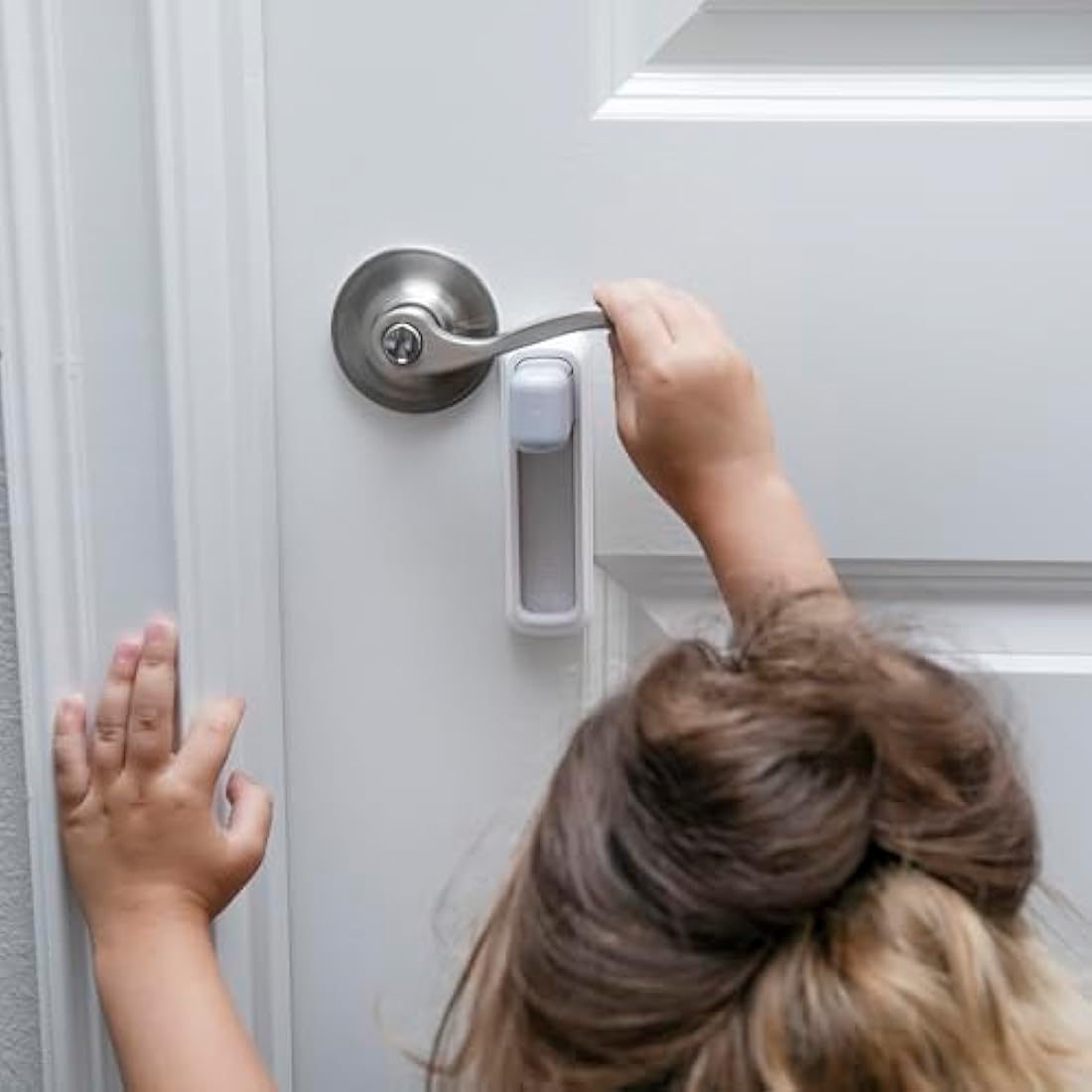 BeeGo Childproof Door Lever Locks – 2 Pack Adhesive Safety Latches