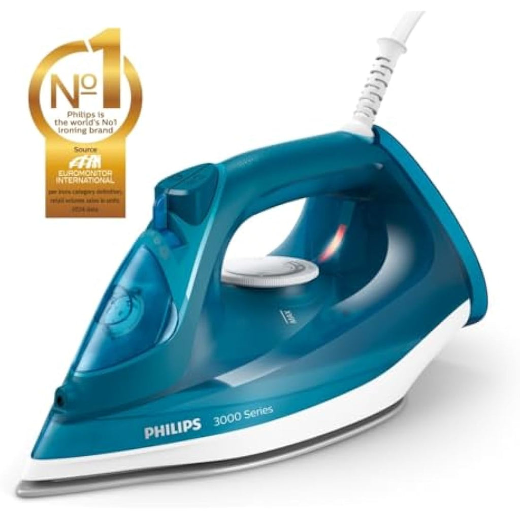 Philips 3000 Series Steam Iron – 2600W Ceramic Soleplate, Blue
