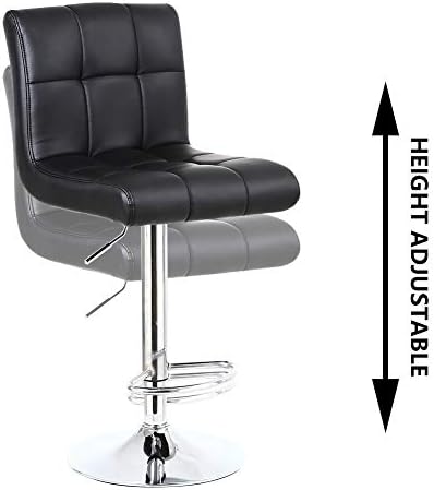KKTONER Swivel Bar Stool | Adjustable Black PU Leather Kitchen Chair