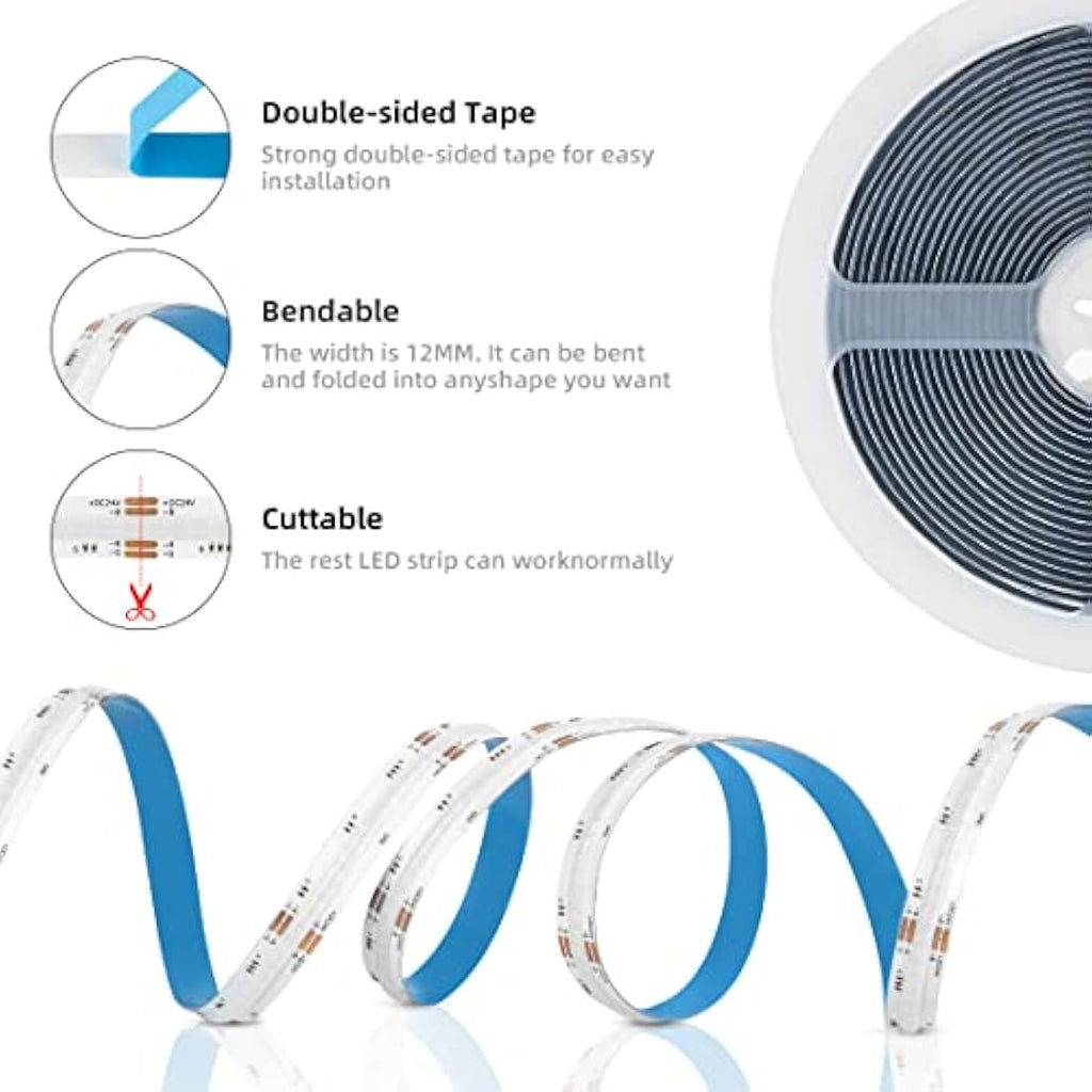 BTF-LIGHTING FCOB RGB LED Strip – 24V High Density 840 LEDs/m 5M Roll