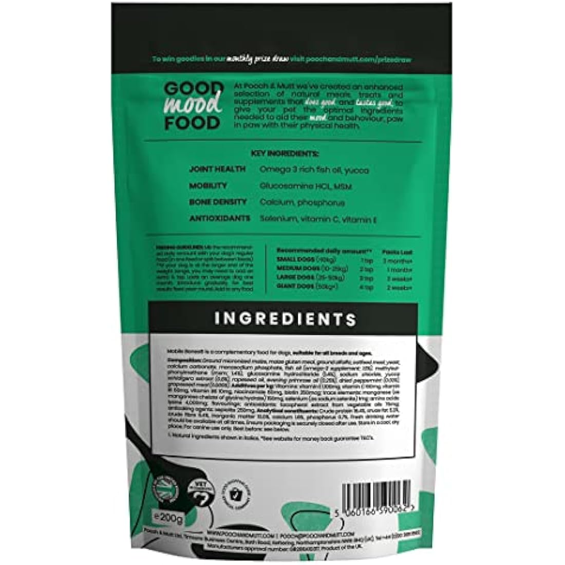 Pooch & Mutt Mobile Bones Dog Joint Supplement with Glucosamine – 200g