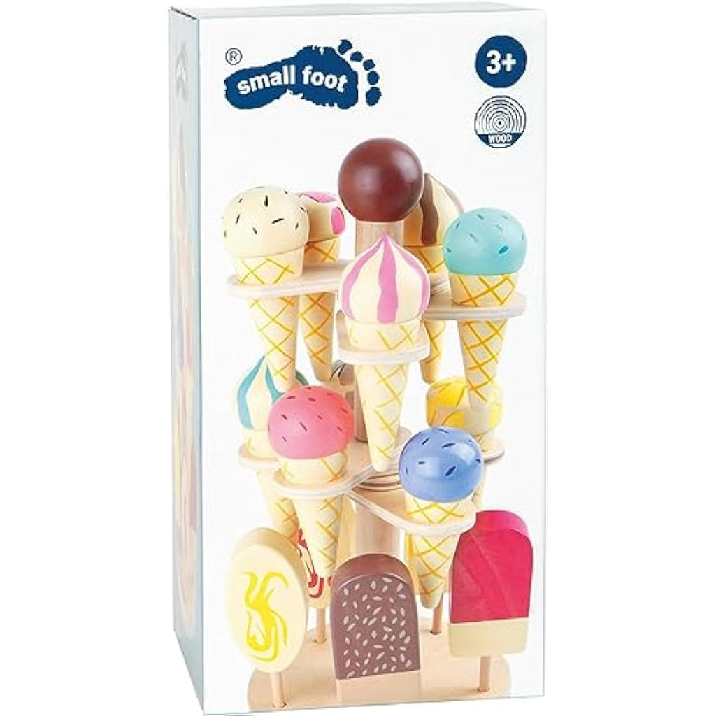 Small Foot Wooden Ice Cream Rack – 15pc Pretend Play Kitchen Set