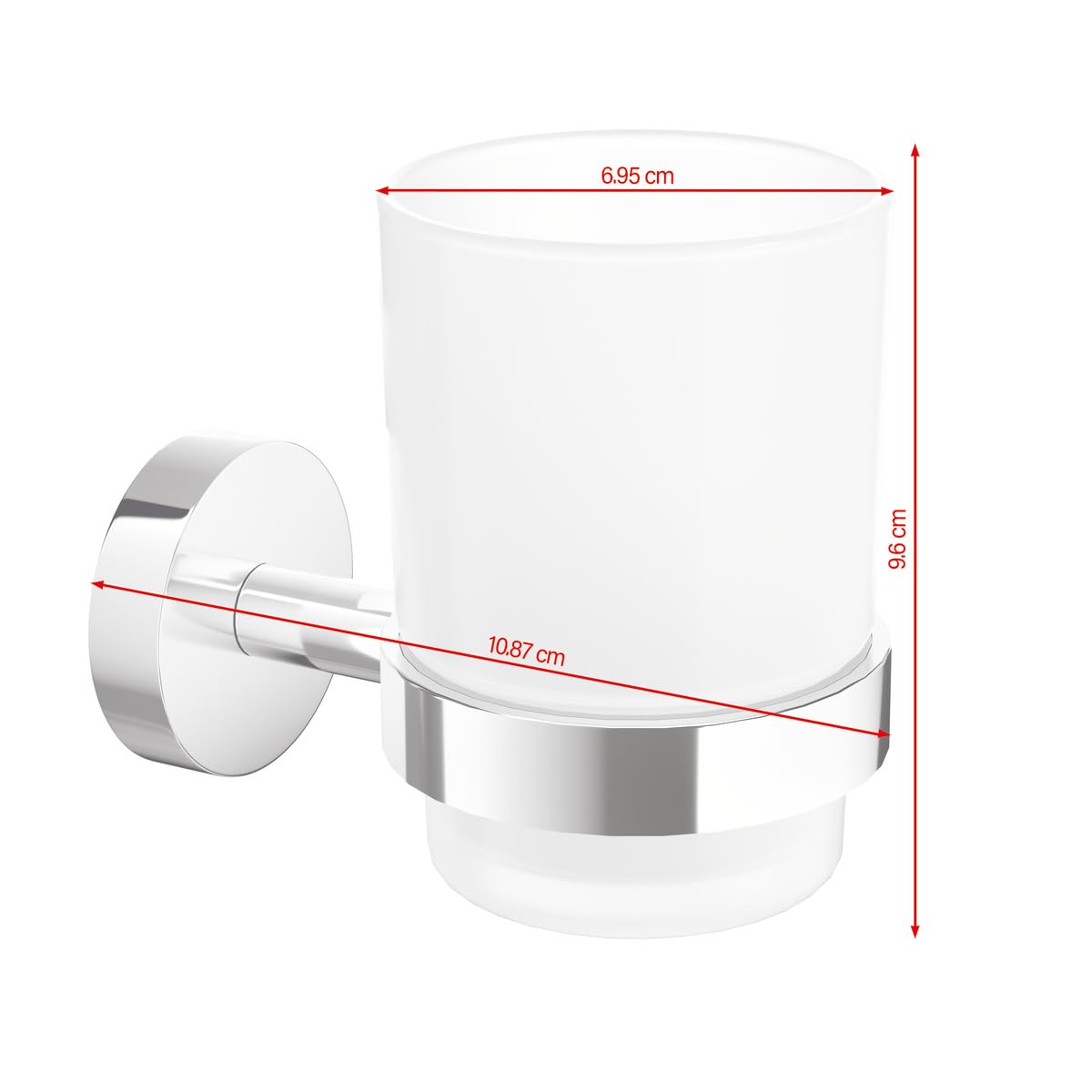 tesa SMOOZ Toothbrush and Toothpaste Holder - No Drill Wall Mounted Satined Cup with Chrome-Plated Holder, Stainless - Waterproof - image 3