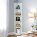YITAHOME 5-Tier Corner Bookshelf – Modern White Wooden Display Shelf