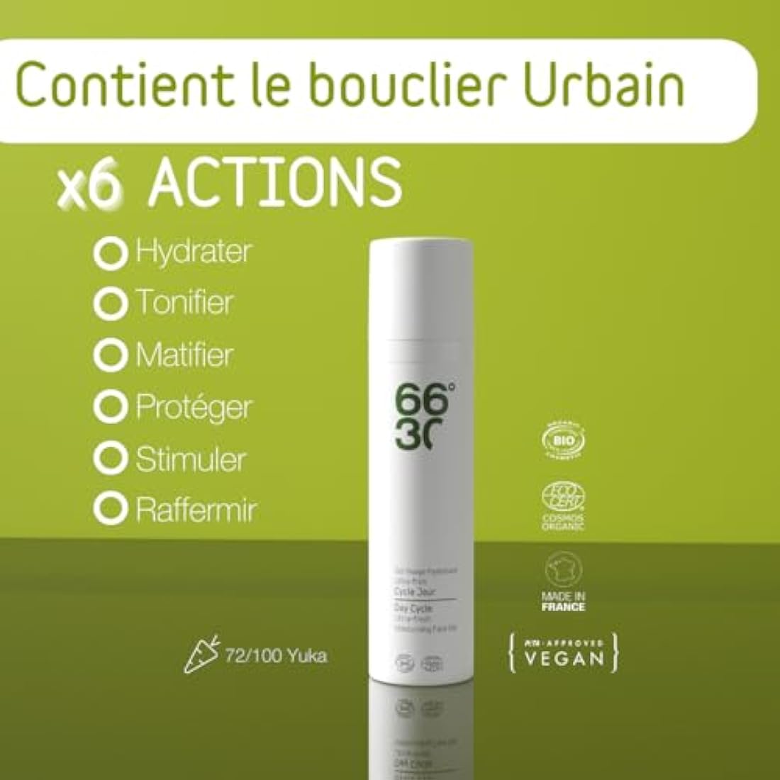 66°30 Cycle Jour Gel Visage Hydratant à l'Acide Hyaluronique – 75 ml