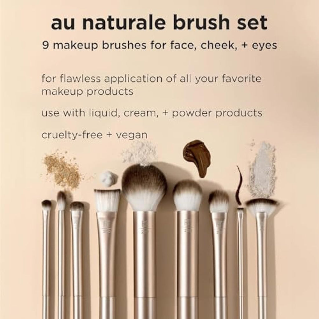 Real Techniques Au Naturale Makeup Brush Kit – 9 Piece Gold Face Set
