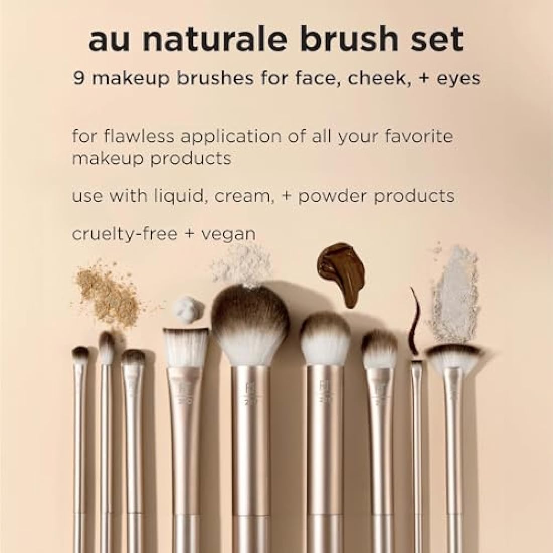 Real Techniques Au Naturale Makeup Brush Kit – 9 Piece Gold Face Set