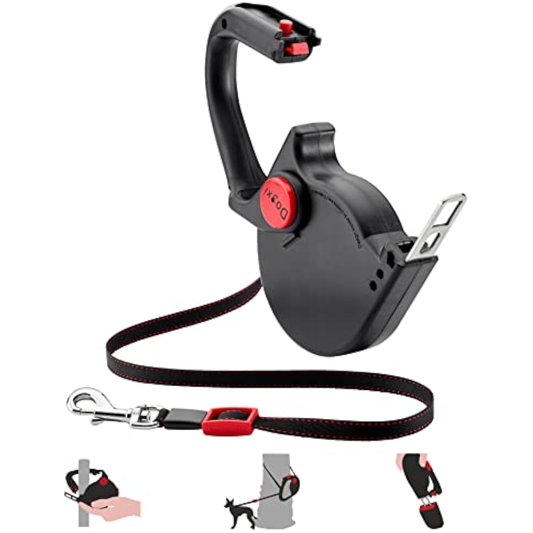 5m Retractable Dog Lead with Car Seatbelt Buckle