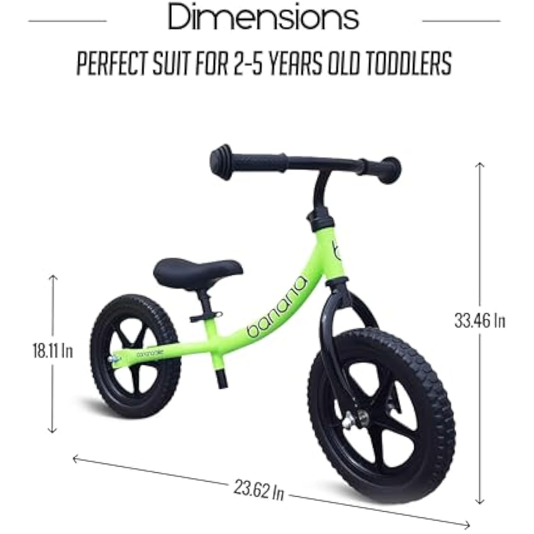 Banana Bike Lightweight Balance Bike for Kids Ages 2-5 | 12 Inch Wheels