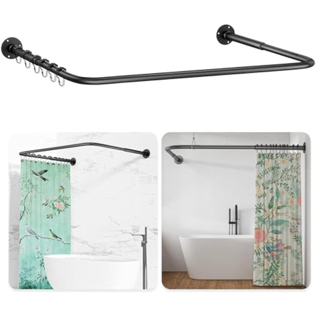 Adjustable L/U Shaped Stainless Steel Shower Curtain Rail