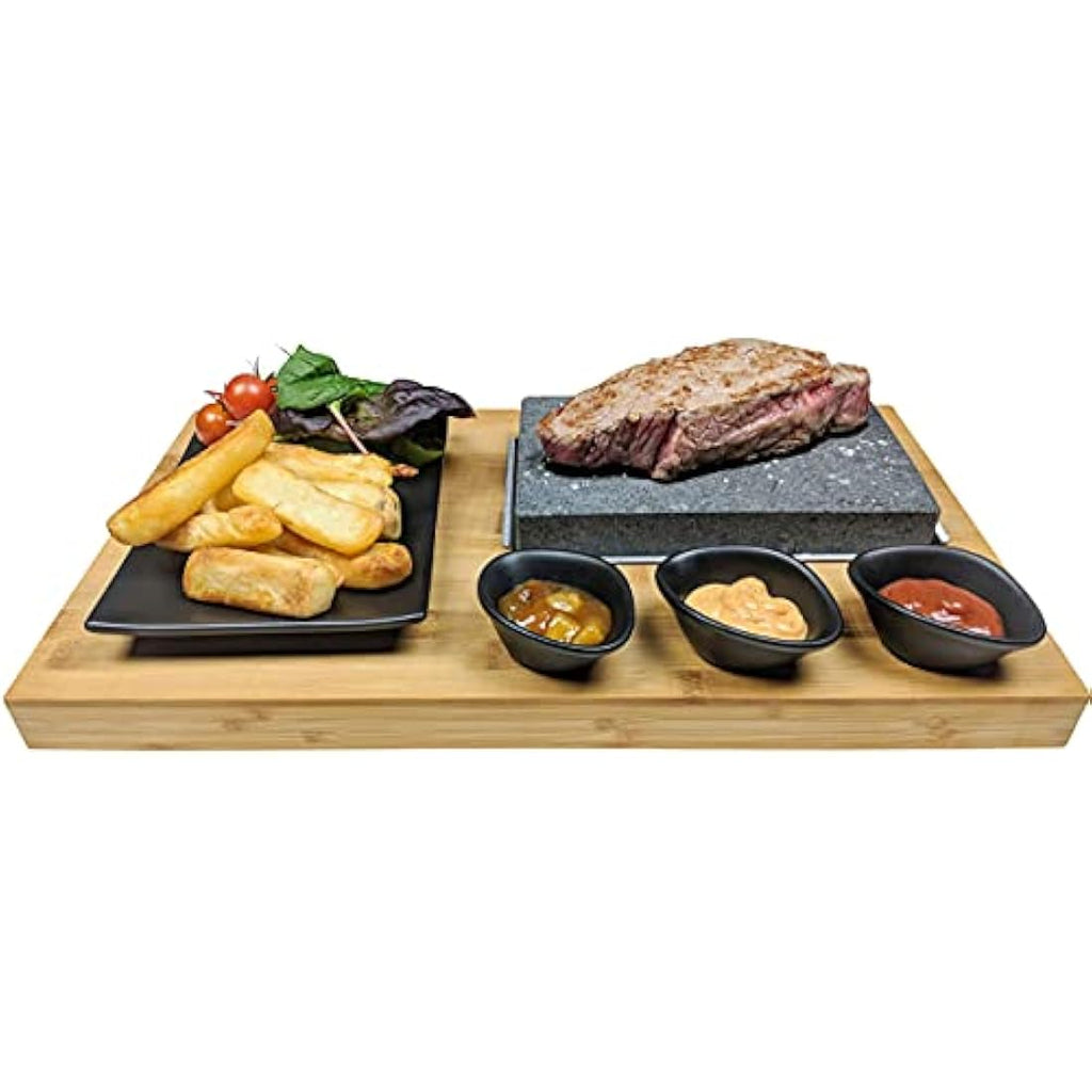 Black Rock Grill Lava Stone Steak Set – Matt Black Cooking Platter