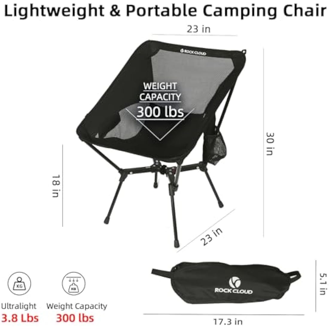 Rock Cloud X-Shape Portable Camping Chair | Ultralight Folding Outdoor Seat