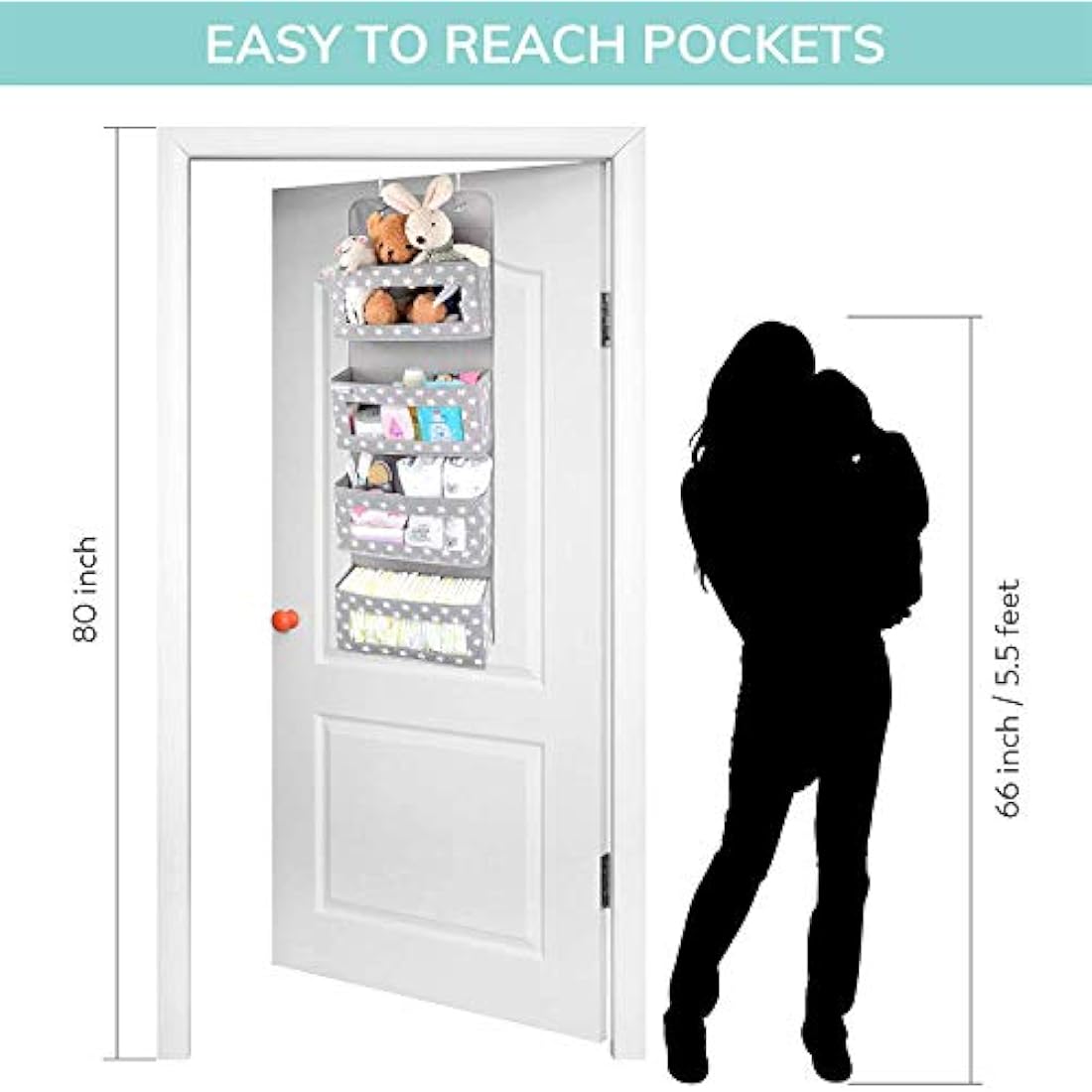Vesta Baby Over Door Hanging Organiser | 4 Pocket Nursery Storage Caddy