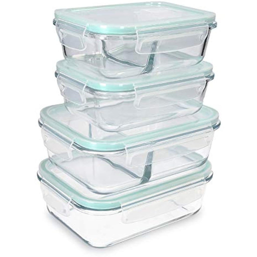 Navaris Glass Food Container Set | 4-Piece Airtight Oven Safe Storage
