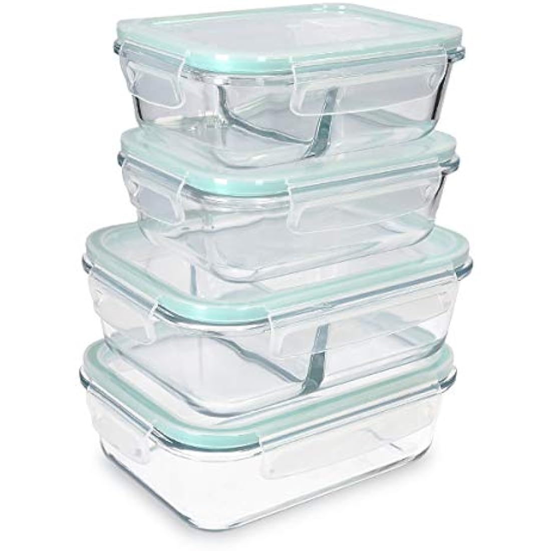 Navaris Glass Food Container Set | 4-Piece Airtight Oven Safe Storage