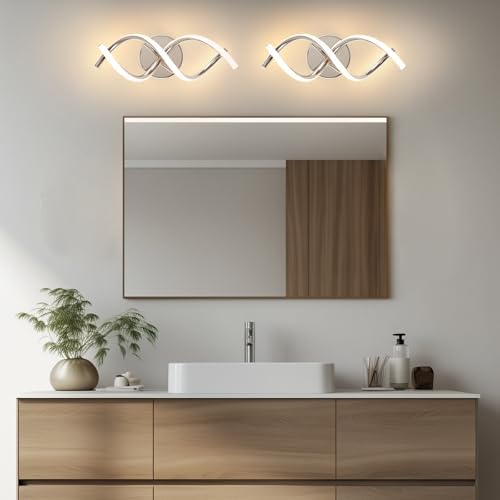 EIDISUNY Modern Spiral LED Wall Sconce – 24W Chrome Indoor Light 3000K