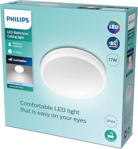 Philips Doris LED Bathroom Ceiling Light | 17W 4000K IP44 Cool White