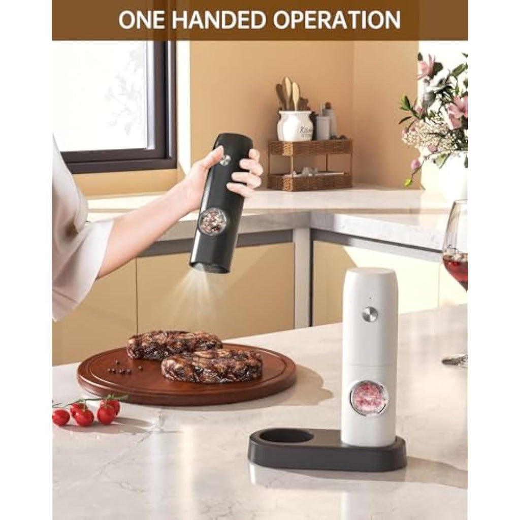 CIRCLE JOY Electric Salt and Pepper Grinder Set – Rechargeable 2-Pack