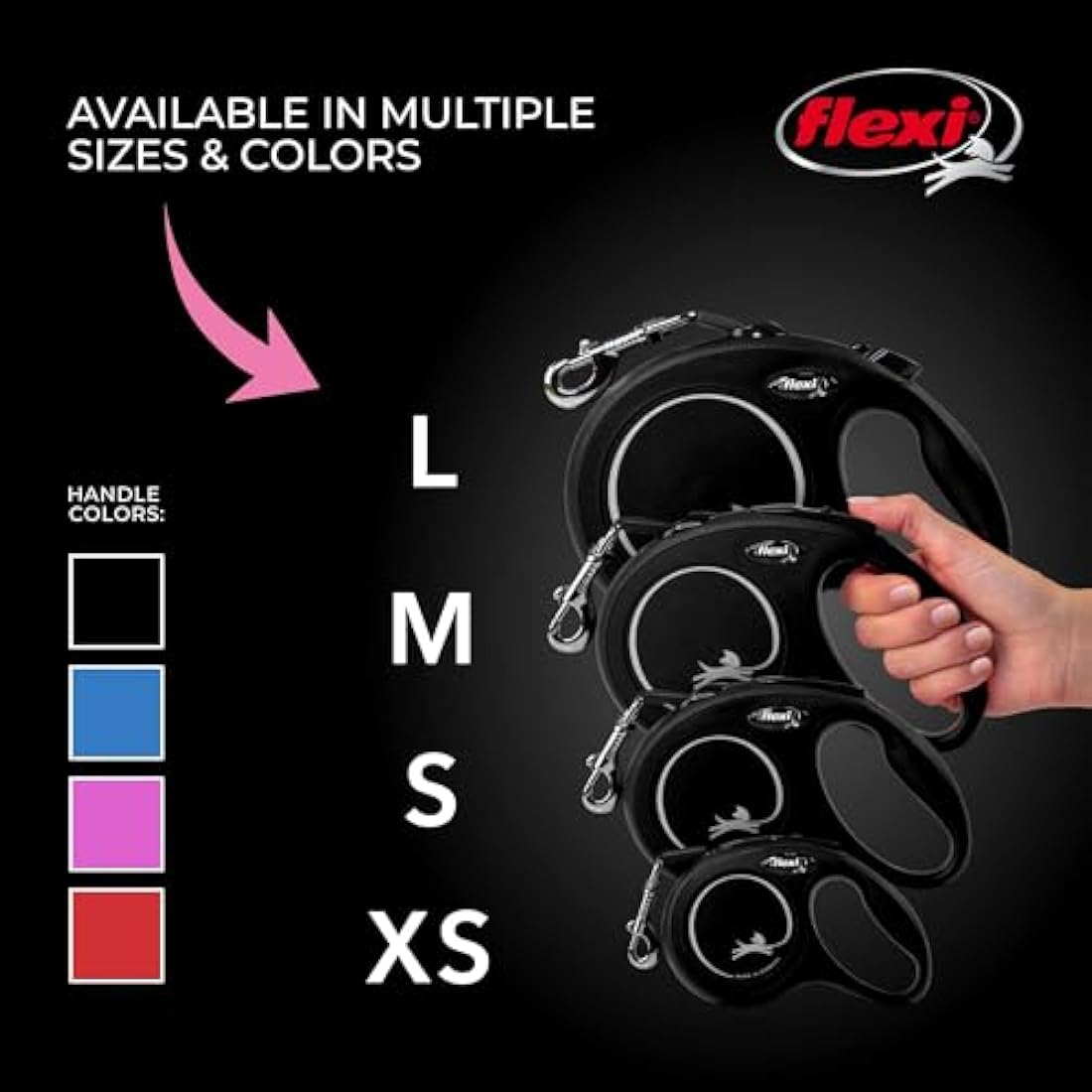 Flexi New Classic Retractable Cord Dog Leash - Small, 26ft, Black