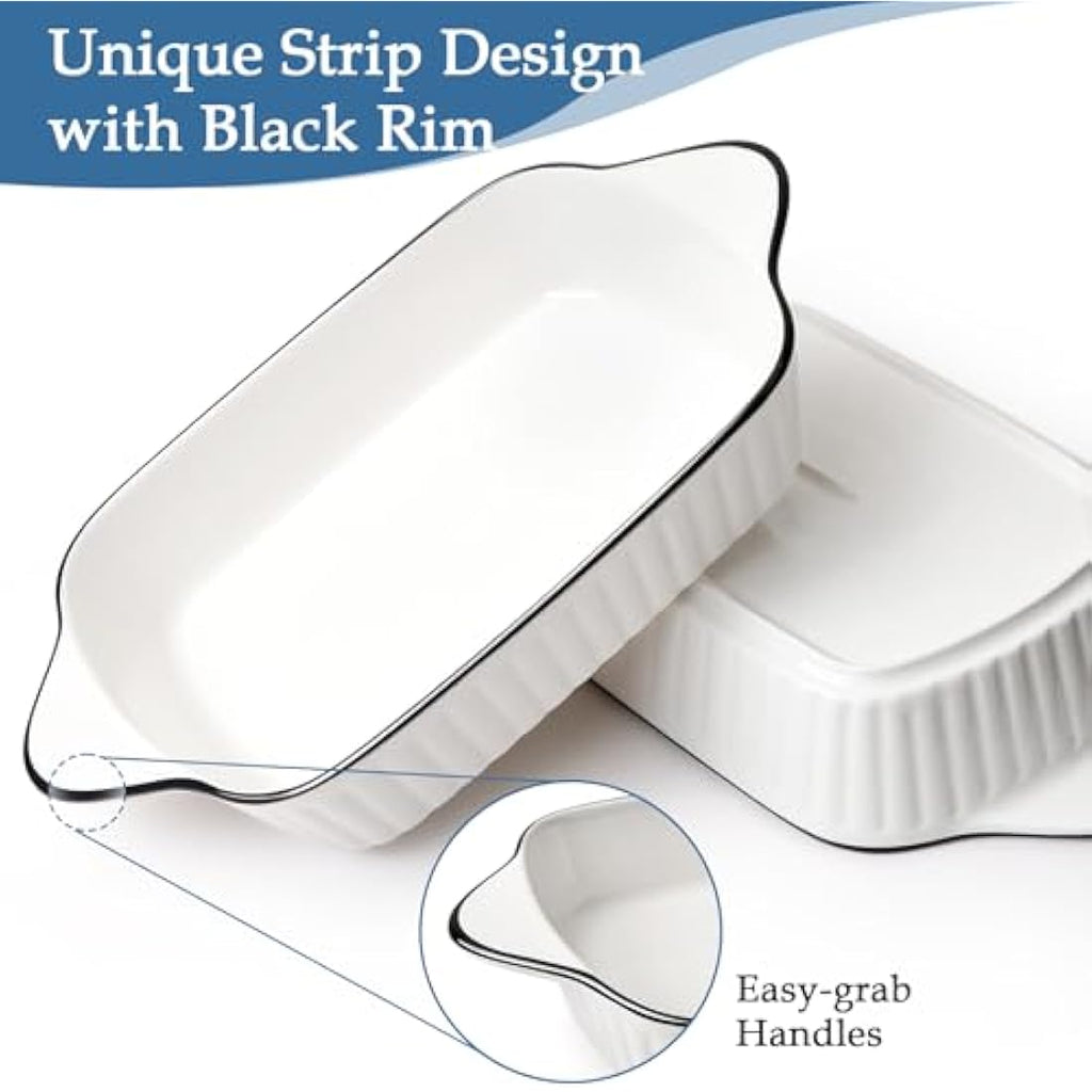 NUTRIUPS 34oz Ceramic Baking Dishes – Set of 4 Rectangular Lasagna Pans