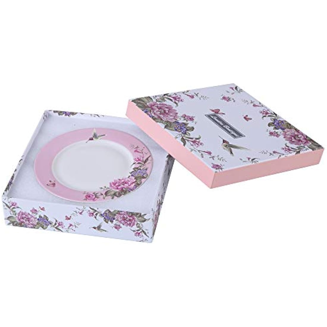 London Boutique Porcelain Dessert Plates - 7.5" Shabby Chic Floral Set of 4
