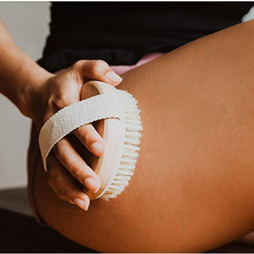 Jolof Store Natural Bristle Body Brush with Cellulite Massage Nodes