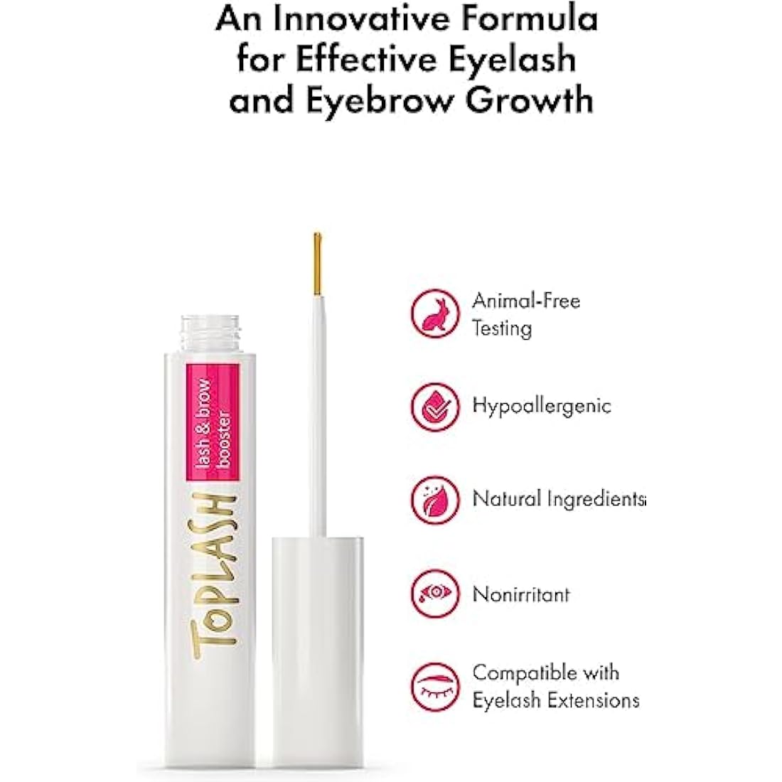 TOPLASH Eyelash and Eyebrow Growth Serum – Natural Volumizing Formula