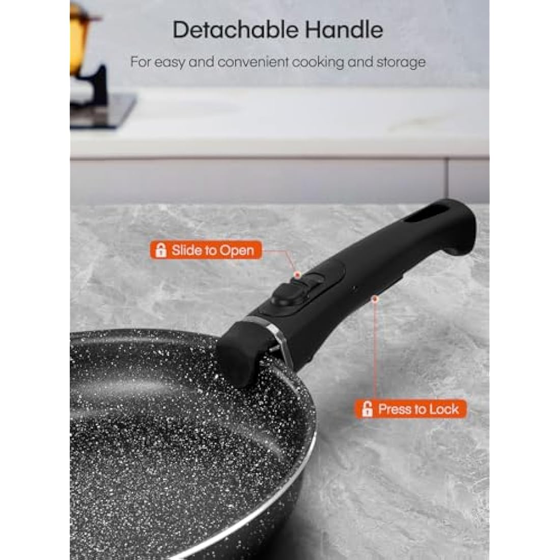 FOHERE 8-Piece Nonstick Cookware Set | Detachable Handles | Induction Ready
