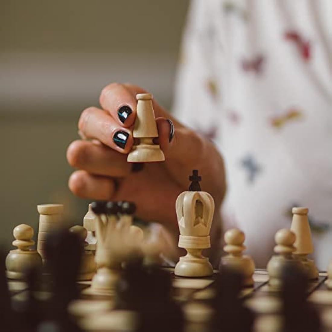 Handmade Wooden Chess and Checkers Set | Portable 31cm Board