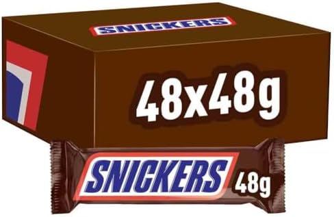 Snickers Chocolate Bars Bulk Box - 48 x 48g Peanut & Caramel Snacks
