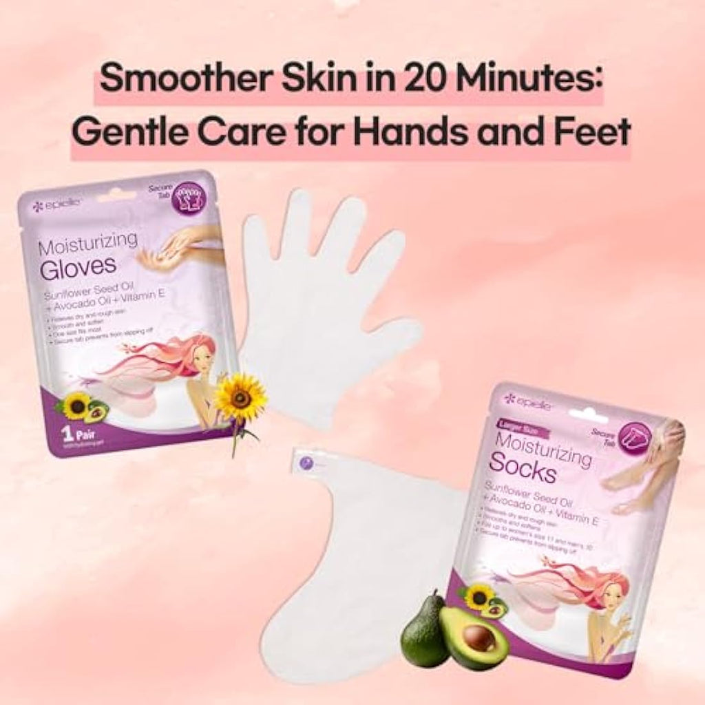 Epielle Moisturizing Hand & Foot Masks - 12 Pairs with Avocado Oil