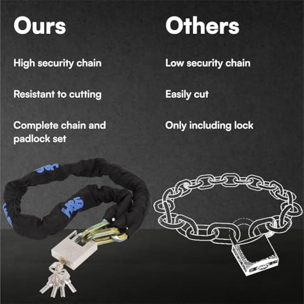 H&S Heavy Duty Motorbike Lock – 10mm x 1.2m Hardened Steel Security Chain