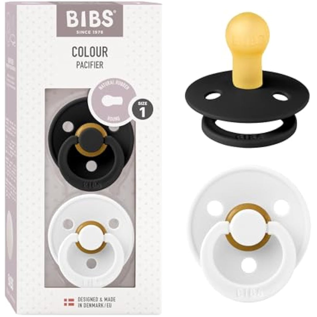 BIBS Colour Pacifier 2-Pack | Natural Rubber Latex Soother, 0-6 Months