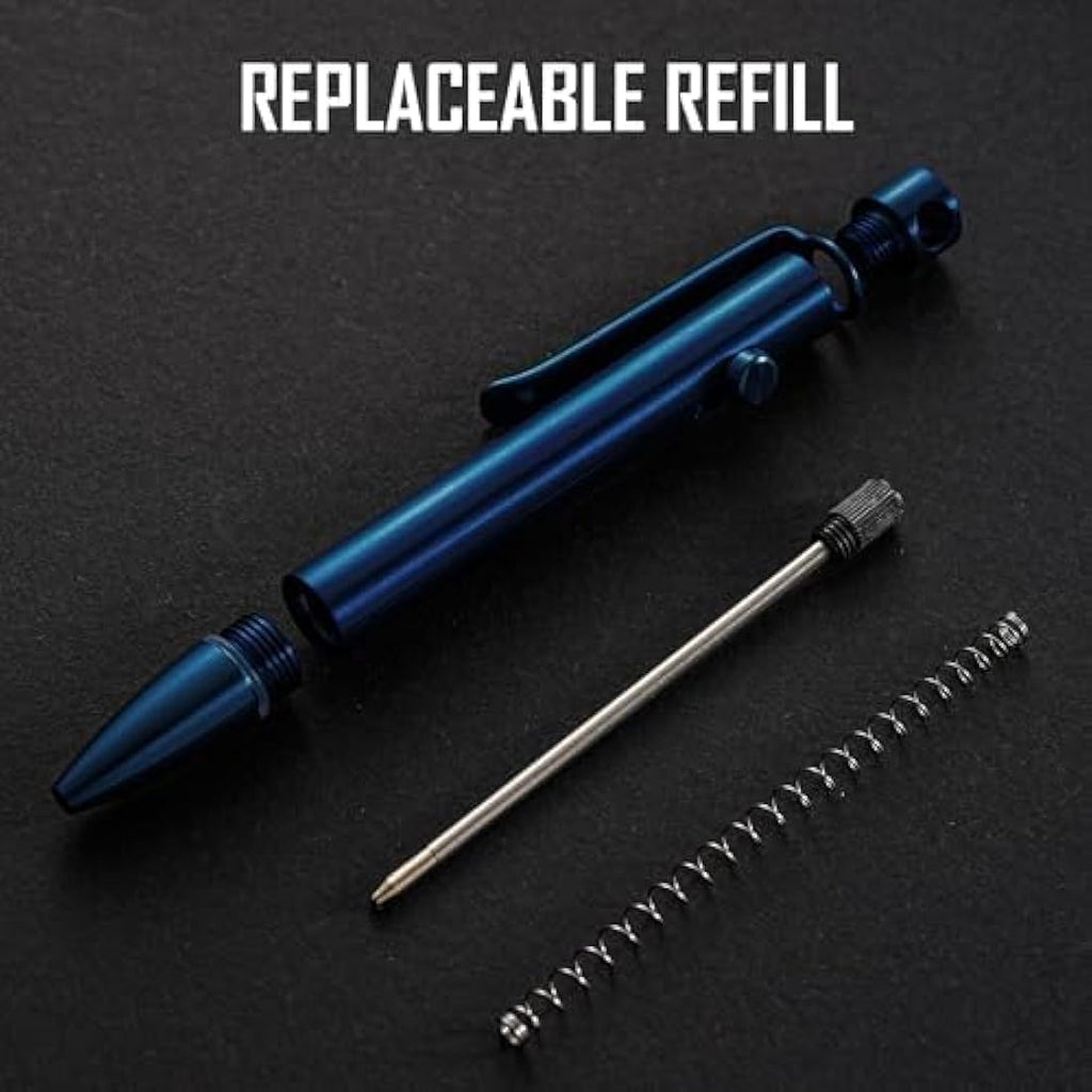 KeyUnity Titanium Alloy Retractable EDC Pocket Pen - Blue (D1 Refill)