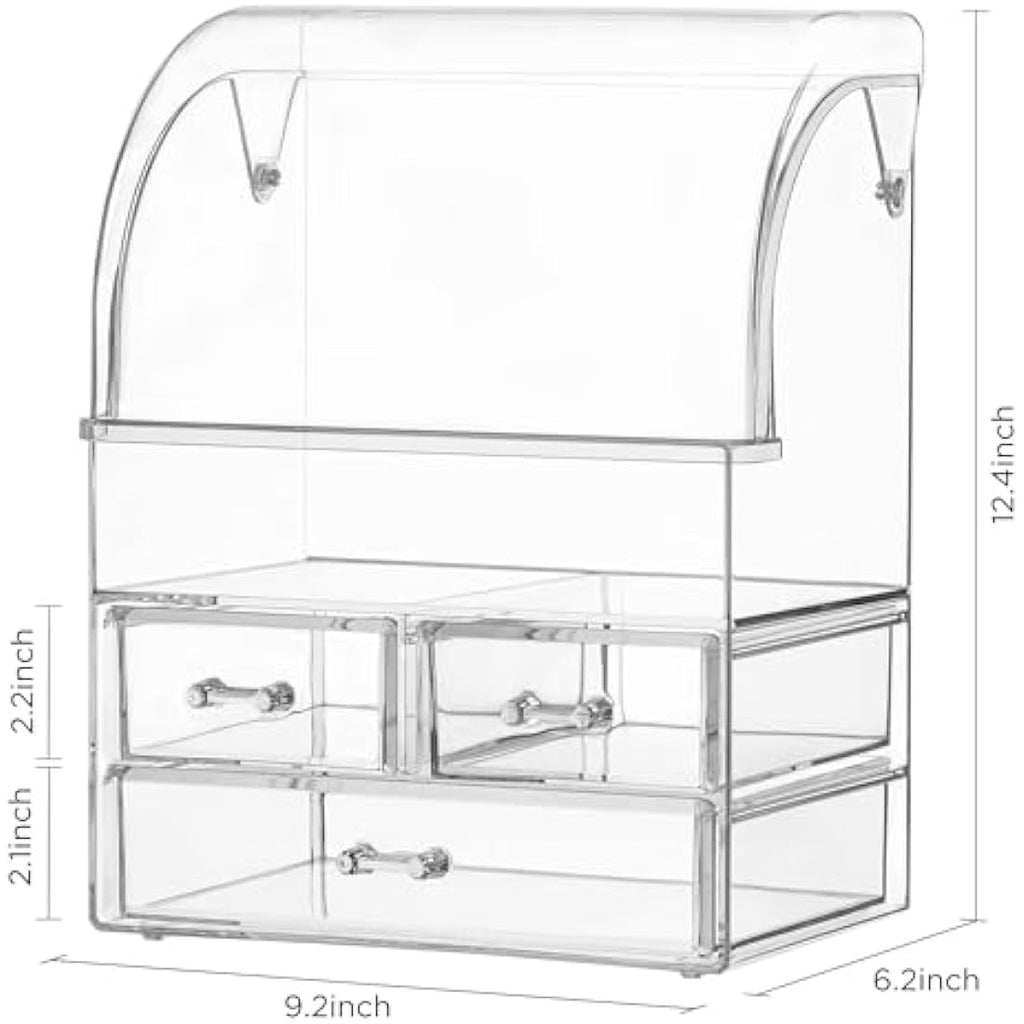 SIOOUI Acrylic Makeup Organizer – Large Clear Cosmetic Storage with Drawers