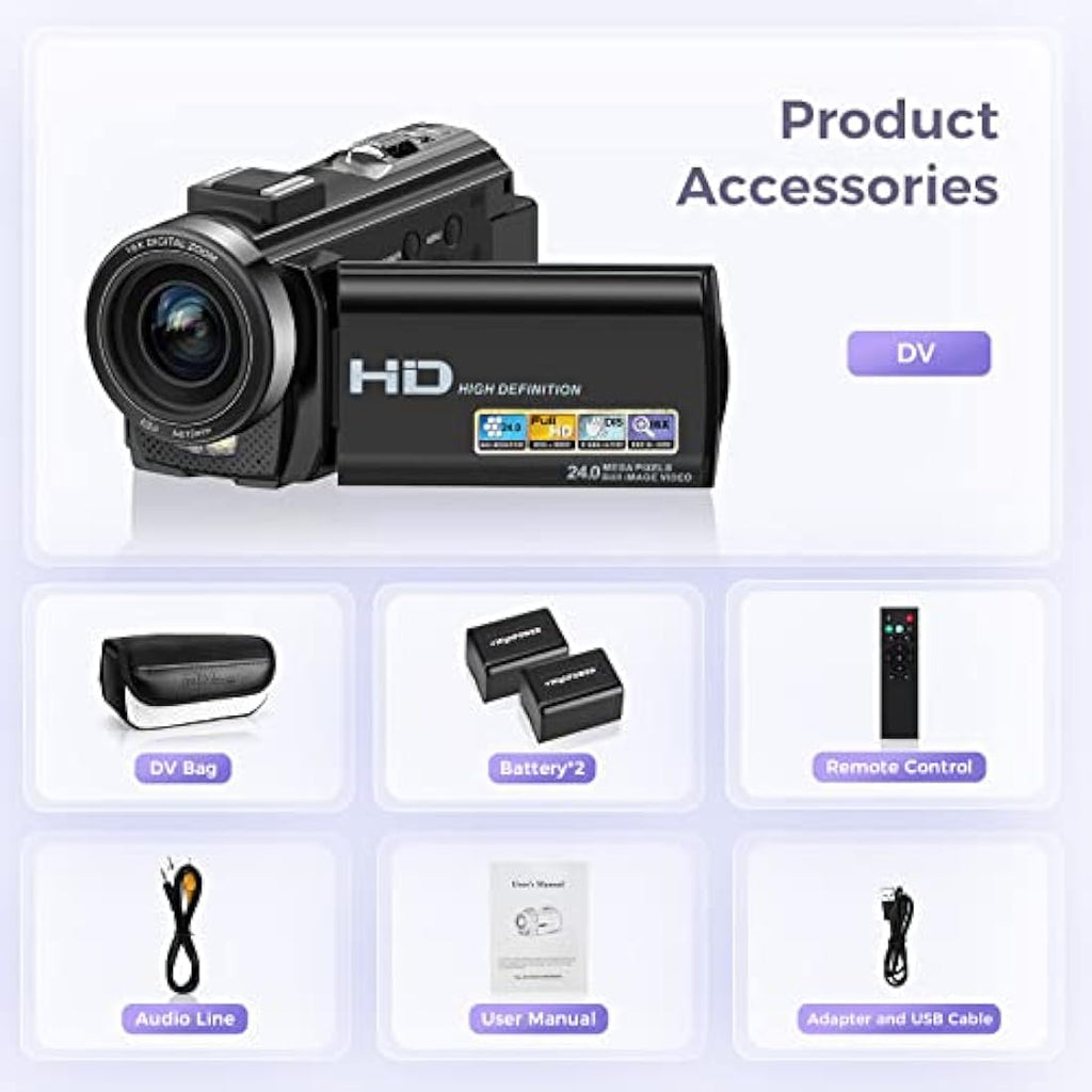 Sunscien 1080P Video Camera Camcorder | 3.0" IPS Screen Vlogging Camera