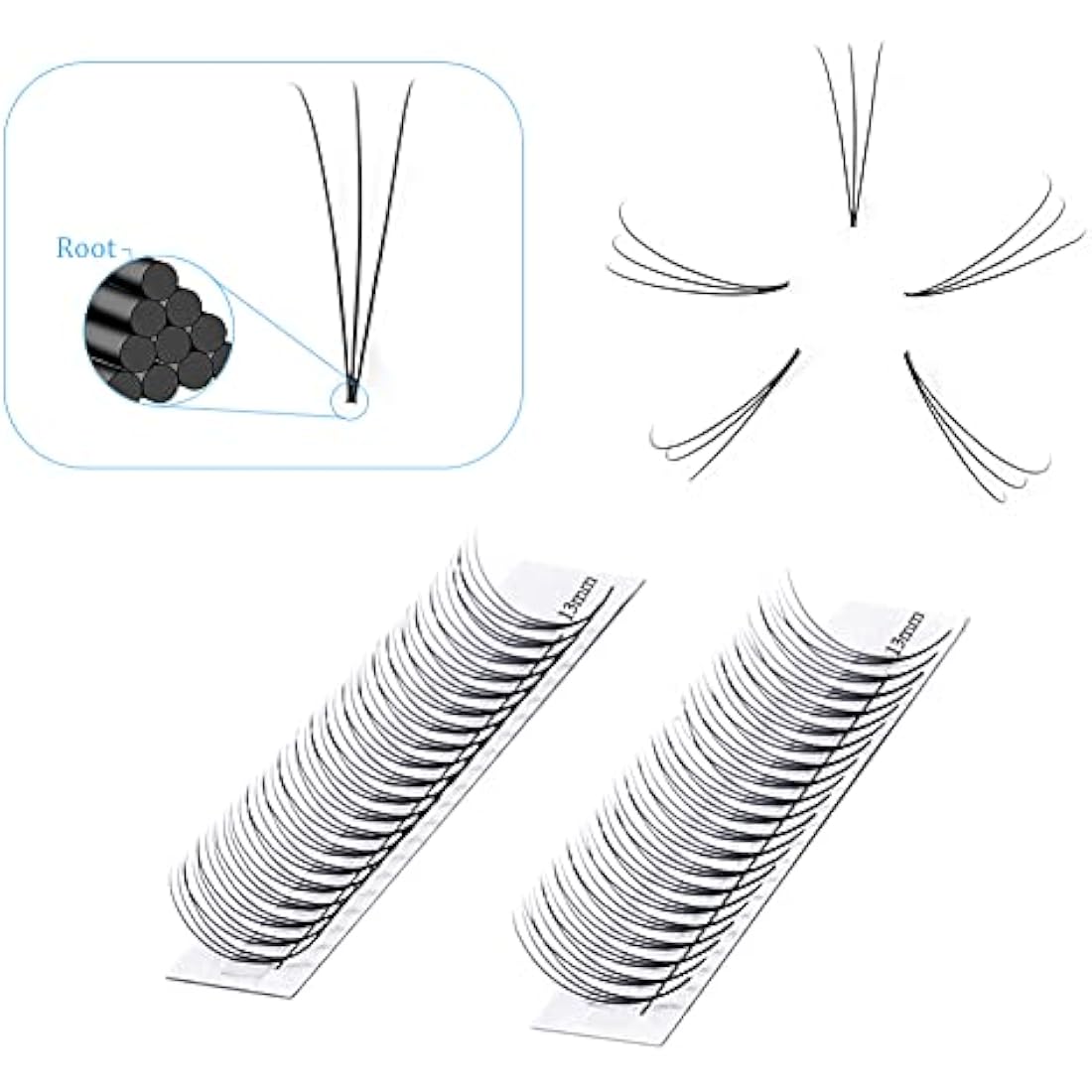 Gemerry 3D Premade Fan Eyelash Extensions | D Curl 0.07mm Russian Volume