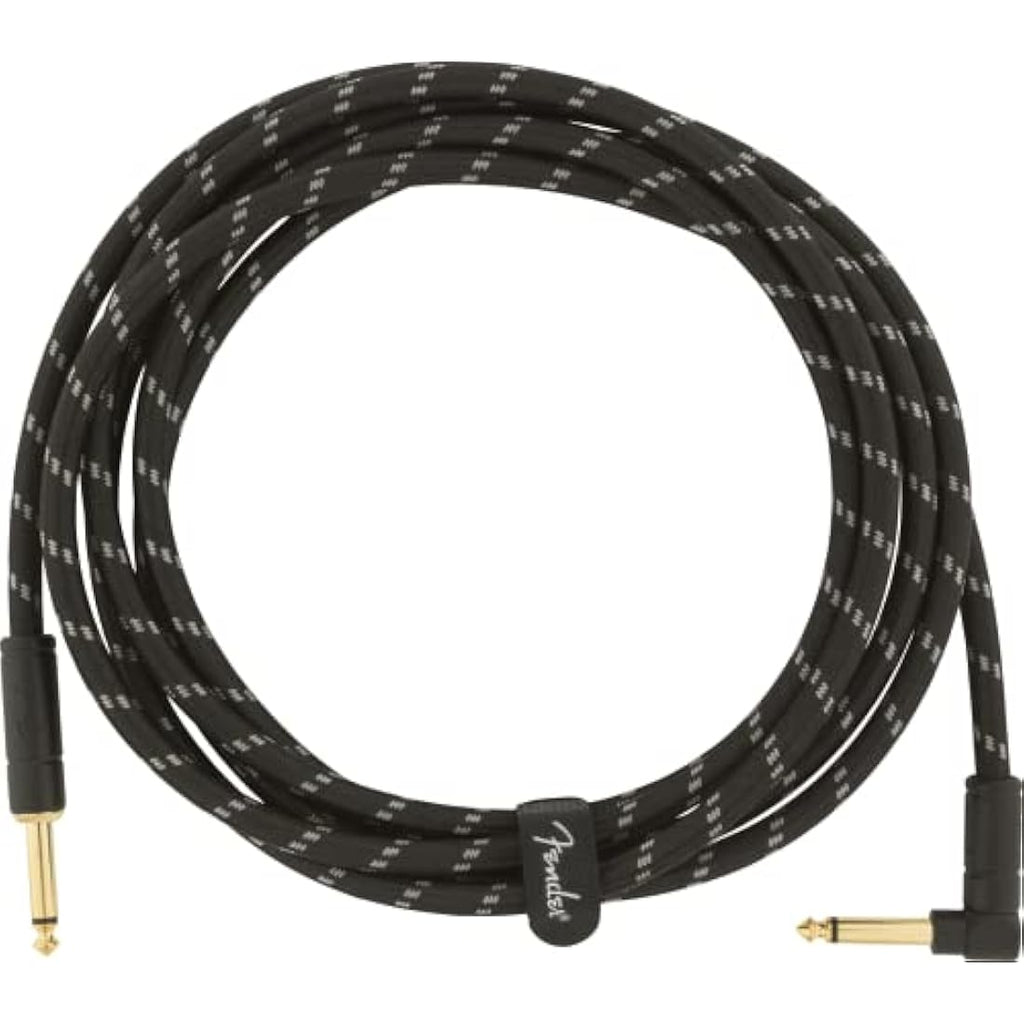 Fender Deluxe Instrument Cable | 10ft Black Tweed Braided Shielding