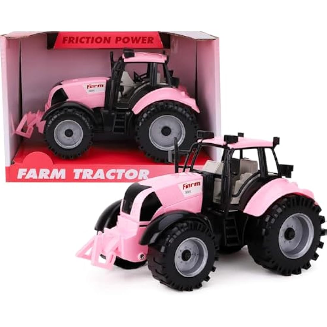 Toyland Friction Powered Farm Tractor with Opening Bonnet - Pink