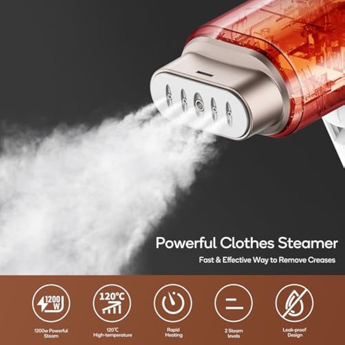 Newbealer Handheld Clothes Steamer - 1200W Portable Travel Garment Steamer