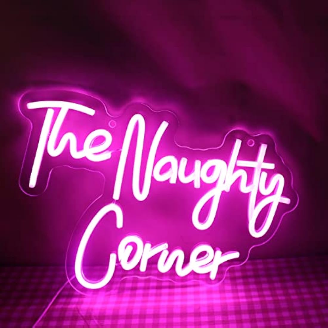 QiaoFei The Naughty Corner LED Neon Sign | Pink USB Wall Decor for Bars