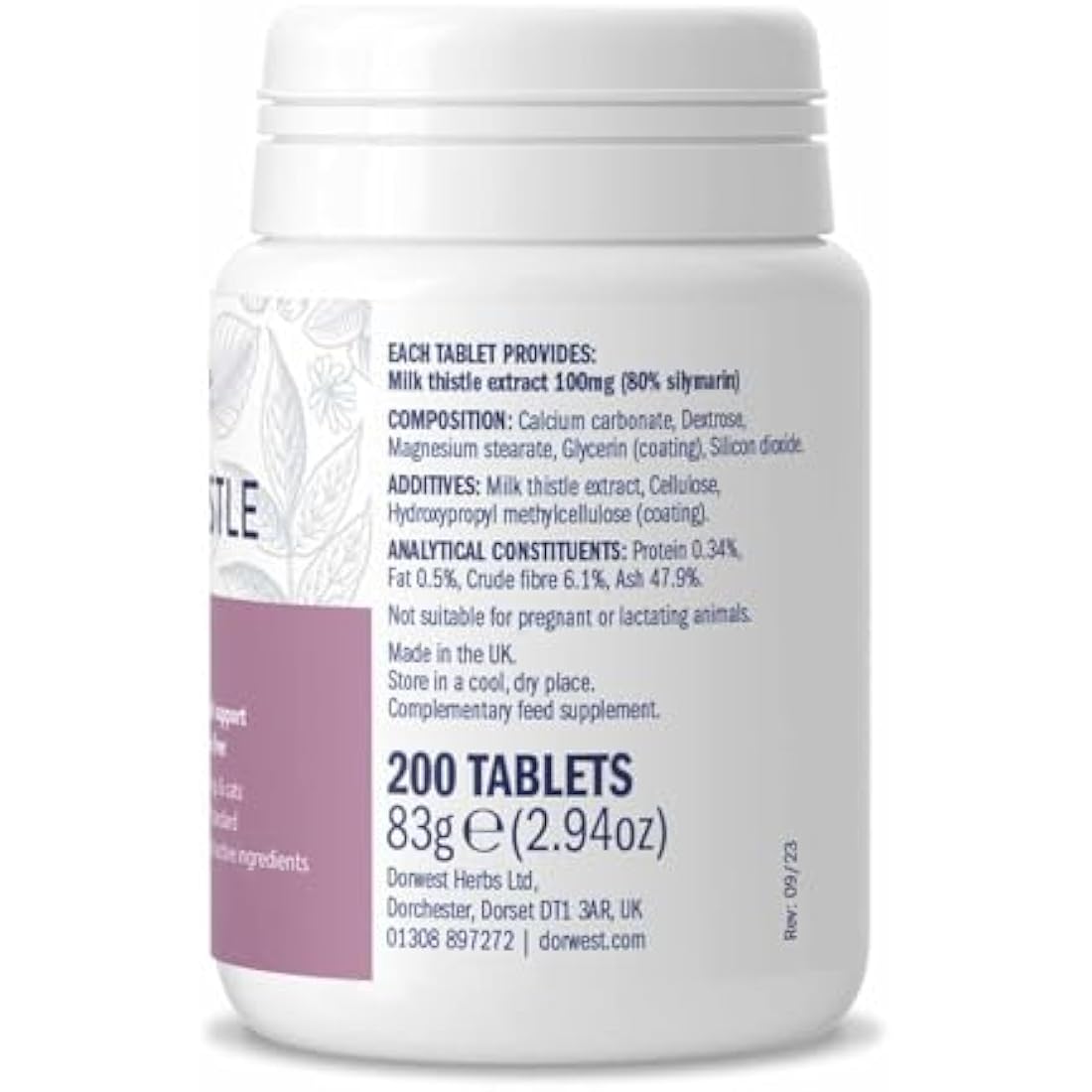 Dorwest Milk Thistle Tablets for Dogs and Cats – Liver Support, 200ct