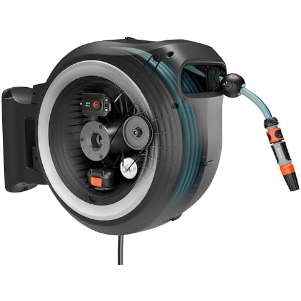 Gardena PowerRoll XL Akku-Wand-Schlauchbox 35m – Automatische Schlauchtrommel