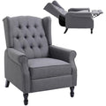 HOMCOM Vintage Wingback Recliner Armchair with Tufted Back - Light Grey