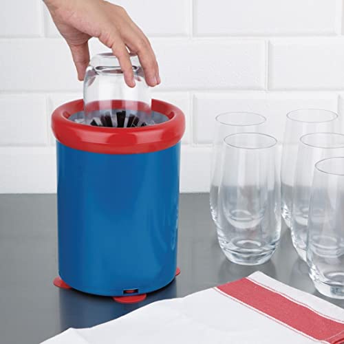 Jantex Manual In-Sink Glasswasher | Nylon Brush Glass Cleaner, Blue/Red