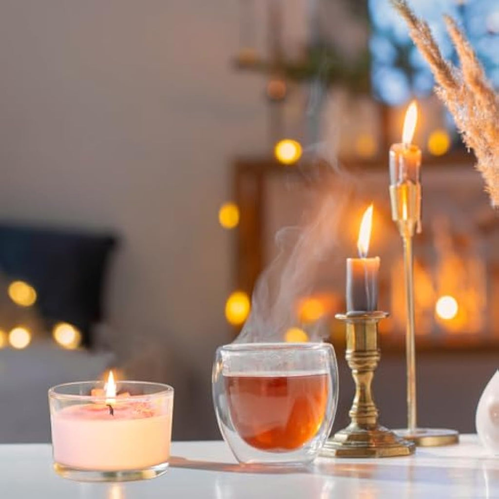 CONNOO 4oz Clear Glass Candle Jars with Bamboo Lids - 15 Pack Bulk