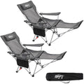 WEJOY Folding Recliner Camping Chairs with Footrest, Grey Black – Set of 2