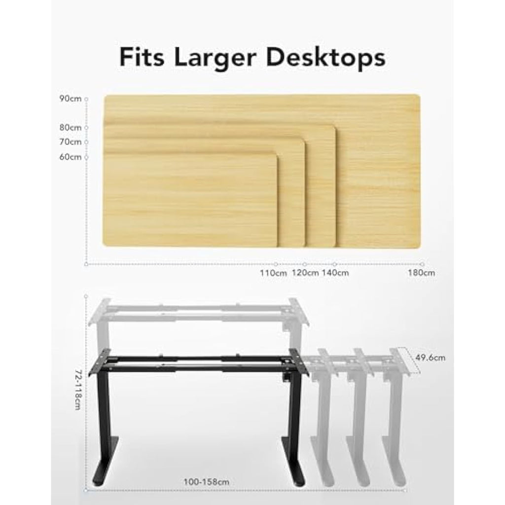 HUANUO Electric Standing Desk Frame | 100kg Capacity Brushless Motor