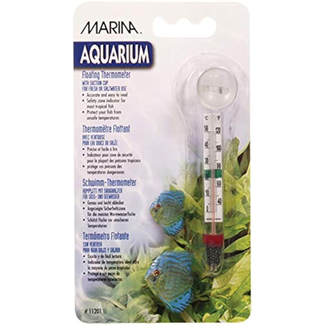 Marina Floating Glass Aquarium Thermometer for Tropical Fish Tanks
